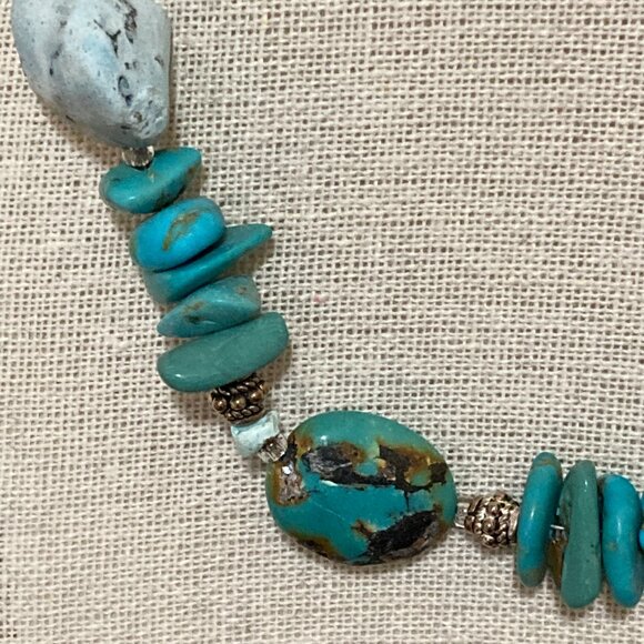 Peyote Bird Turquoise Necklace 925 Sterling Silver 16" - Picture 5 of 13